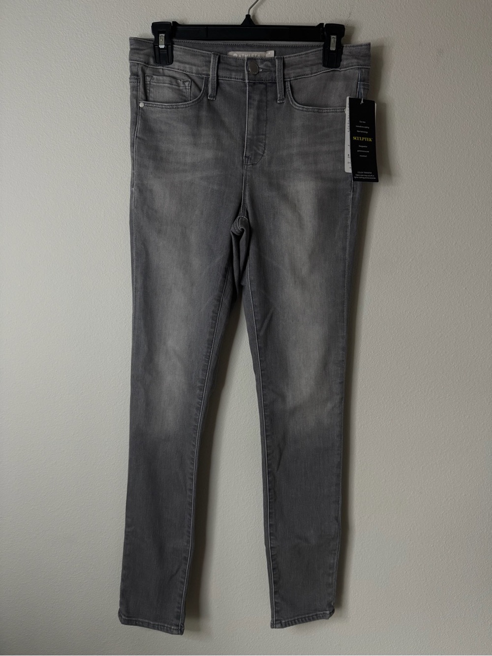 Athleta Sculptek Gray Skinny Jeans Women's 8 Stretch Mid Rise NWT‎